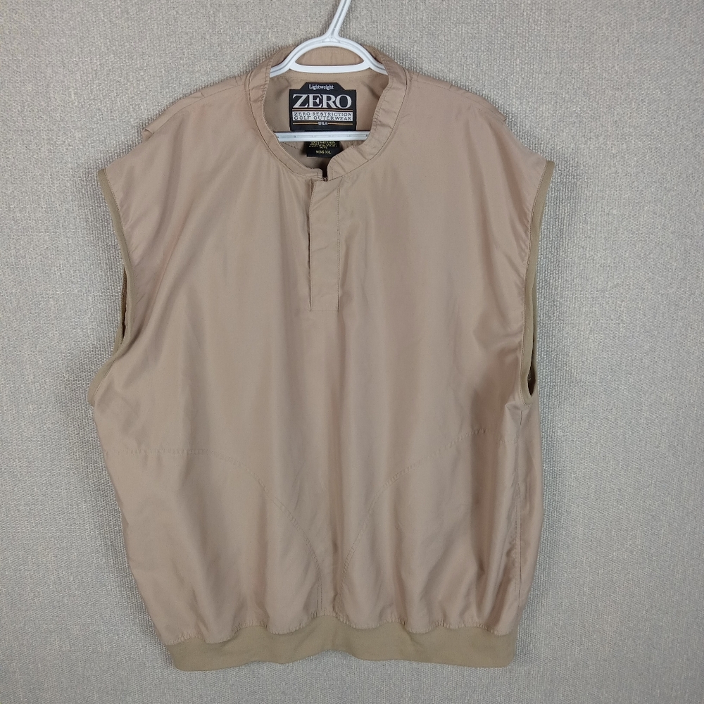 Zero Restriction Vest XXL Tan Snap Closure Microfiber Lightweight Golf Pullover